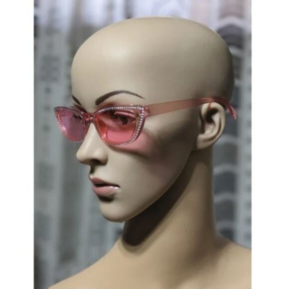 Light Pink Rhinestone Cat Eye Sunglasses - Picture 2 of 3